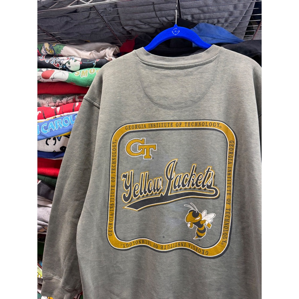 Vintage 90s Georgia Tech Yellow Jackets Sweatshirt Mens Medium Green GT 6607